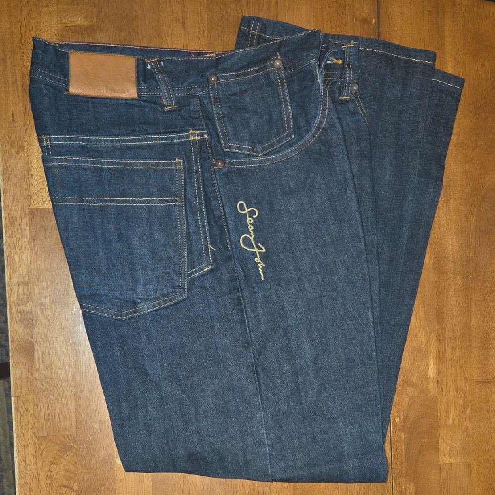 Sean John Denim Jeans with Brown Leather Patch